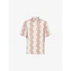 Frescobol Carioca Mens  Castro Duo Cubana Striped Regular-fit Linen Shirt In Ecru & Sienna