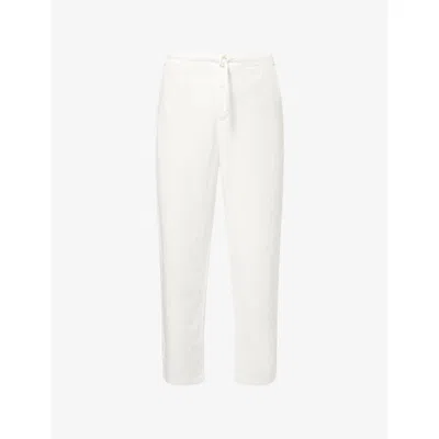 Frescobol Carioca Mens Ivory Mendes Straight-leg Linen-cotton Blend Trousers In White
