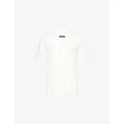 Frescobol Carioca Mens Ivory Roberto Jacquard Terry  Shirt In White