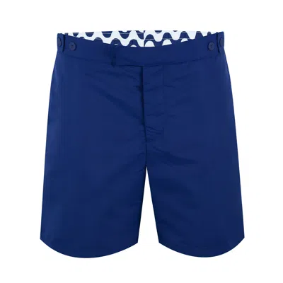 Frescobol Carioca Mens Knee Length Tailored Swim Trunks In Navy Blue