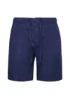 Frescobol Carioca Mens Linen Shorts In Navy Blue In Blue