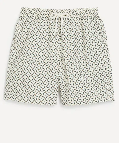 Frescobol Carioca Santos Straight-leg Mid-length Printed Recycled Swim Shorts In Brown