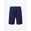 Frescobol Carioca Mens Navy-blue Felipe Elasticated-waist Linen And Cotton-blend Shorts
