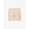 Frescobol Carioca Rio Printed Swim Trunks In Salmon Pink & Ecru