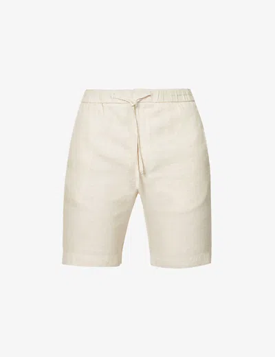 Frescobol Carioca Drawstring-waist Linen-blend Hopsack Shorts In Sand