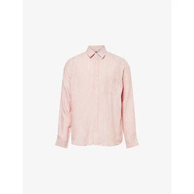 Frescobol Carioca Mens Pale Copper Telles Linen Shirt In Pink