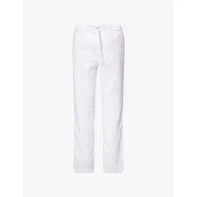 Frescobol Carioca Mens White Oscar Tapered-leg Linen And Cotton-blend Chino Trousers