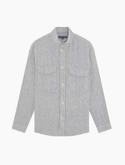 Frescobol Carioca Nuno Casual Linen Blend Shacket In Dusk