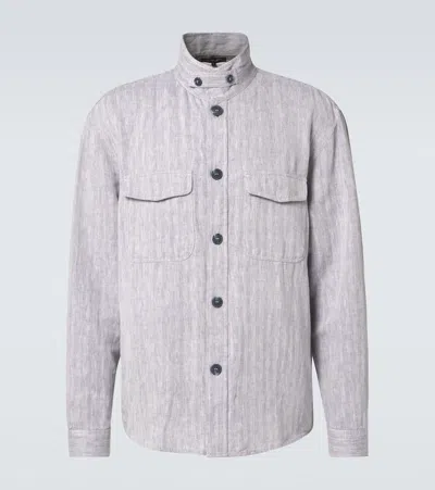 Frescobol Carioca Nuno Cotton And Linen Overshirt In Grey