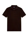 Frescobol Carioca Open Collar Polo Shirt In Dark Oak In Brown