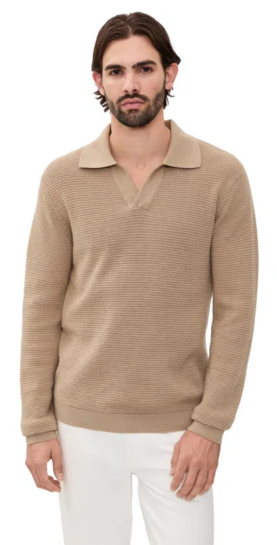 Frescobol Carioca Orlando Merino Knitted Polo Beige In Brown