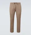 Frescobol Carioca Oscar Herringbone Cotton-blend Straight Pants In Brown