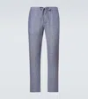 Frescobol Carioca Oscar Drawstring-waist Linen-blend Trousers In Blue