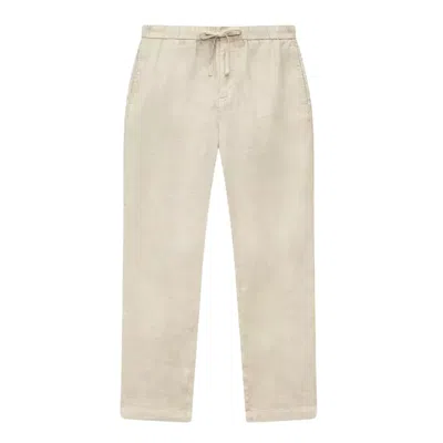 Frescobol Carioca Oscar Str Linen Chinos Sand In White