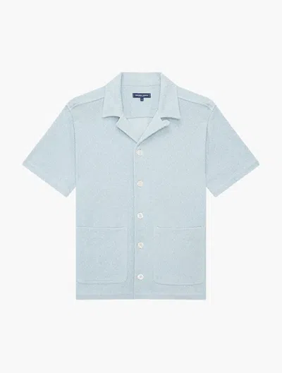 Frescobol Carioca Paco Cotton Terry Jacquard Bowling Shirt In Seafoam