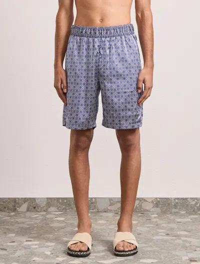Frescobol Carioca Palma Angra Trelica Printed Silk Shorts In Blue