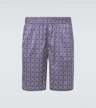 Frescobol Carioca Palma Silk-blend Bermuda Shorts In Blue