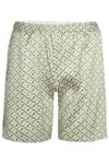 Frescobol Carioca Palma Silk Lotus Printed Shorts Ivory And Parakeet Green In Green