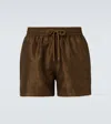Frescobol Carioca Mens Dark Olive Rio Jacquard-pattern Swim Shorts Xl In Green