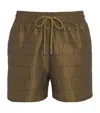 Frescobol Carioca Mens Dark Olive Rio Jacquard-pattern Swim Shorts Xl In Green