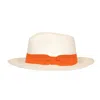 Frescobol Carioca Panama Straw Hat With Orange Band In White