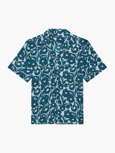 Frescobol Carioca Perennial Roberto Linen Shirt In Perennial Blue & Seafoam