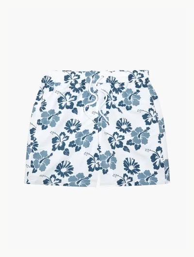 Frescobol Carioca Petala Board Swim Shorts In White & Summer Night