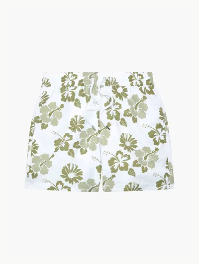 Frescobol Carioca Petala Sport Swim Shorts In White & Jungle Green