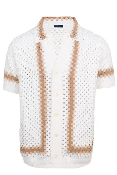 Frescobol Carioca Pinto Cotton Crochet Cardigan Ivory In White