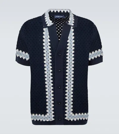 Frescobol Carioca Pinto Crochet Cotton Shirt In Blue