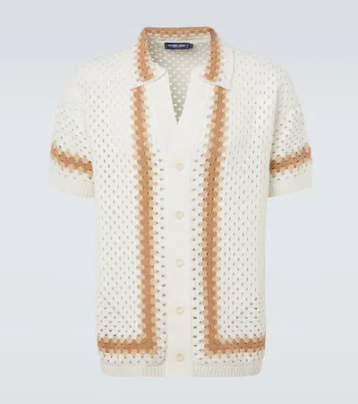 Frescobol Carioca Pinto Crochet Cotton Shirt In White