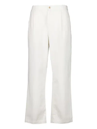 Frescobol Carioca Pleated Cotton Trousers In White