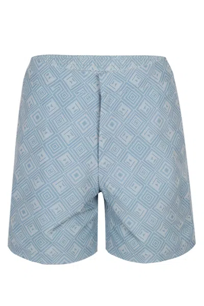 Frescobol Carioca Porto Swim Short Angra Madeira Print Coastal Blue In Gray