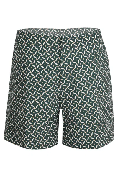 Frescobol Carioca Porto Swim Short Lotus Print Evergreen And Ivory In Green