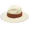 Frescobol Carioca Rafael Panama Hat Wide Ribbon Silk Brown