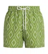 Frescobol Carioca Mens Parakeet Green & Ivory Rio Graphic-print Swim Shorts In Green