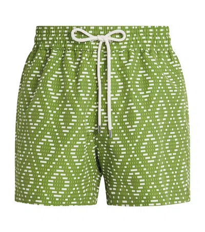 Frescobol Carioca Raffia Angra Rio Swim Shorts In Green