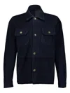 Frescobol Carioca Ravi Flap-pocket Suede Overshirt In Blue
