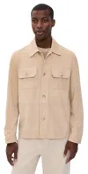Frescobol Carioca Ravi Suede Overshirt Beige In Brown