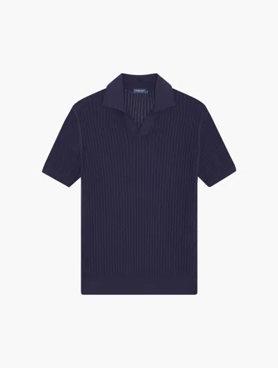 Frescobol Carioca Rino Chain Stitch Knit Polo In Dusk