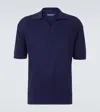 Frescobol Carioca Rino Cotton Ribbed-knit Polo Shirt In Blue