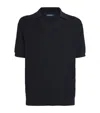 Frescobol Carioca Rino Cotton Salt And Pepper Stitch Short Sleeve Knitted Polo Navy In Black
