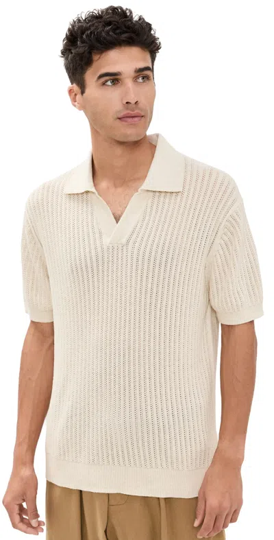 Frescobol Carioca Mens Rino Short-sleeve Cotton-knit Polo Shirt Ivory Xxl