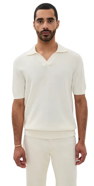 Frescobol Carioca Rino Str Cotton Salt And Pepper Stitch Knitted Polo Ivory