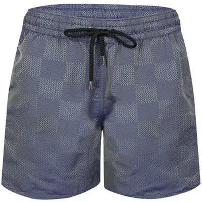 Frescobol Carioca Rio Copa Check Print Jacquard Swimshorts Dusk In Blue