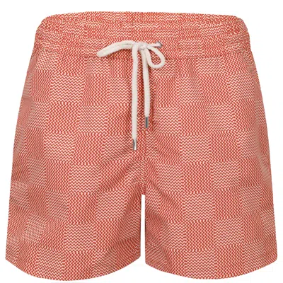 Frescobol Carioca Rio Copa Check Print Swimshorts Burnt Orange In Multi
