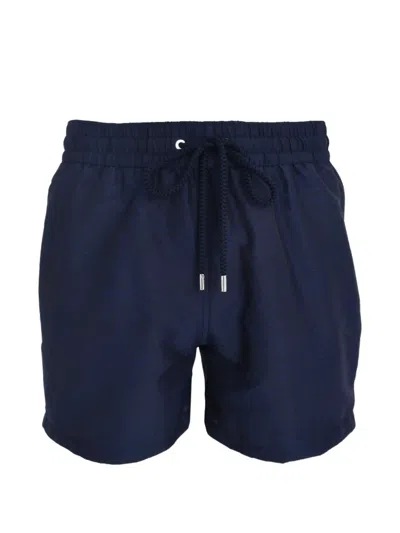 Frescobol Carioca Augusto Terry Cotton Shorts In Navy-blue