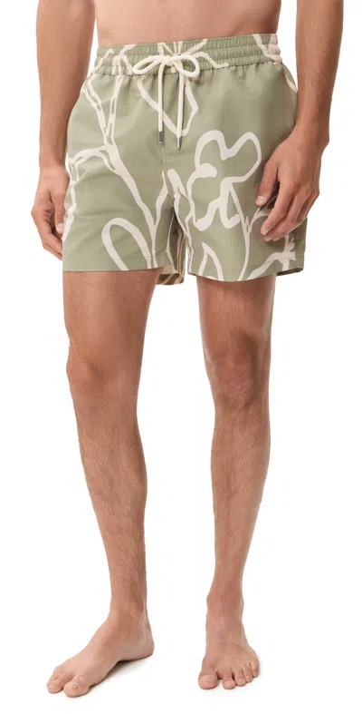 Frescobol Carioca Straight-leg Printed Recycled Swim Shorts In Black