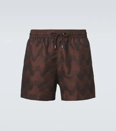 Frescobol Carioca Rio Sport Copacabana Jacquard Swim Trunks 4 Cacao In Brown