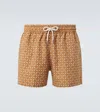 Frescobol Carioca Rio Printed Swim Trunks In Brown